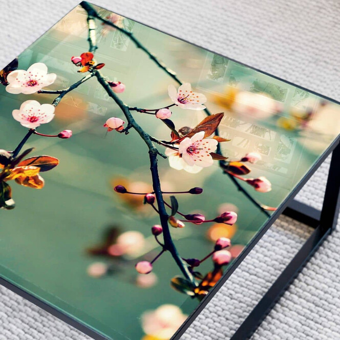 Tischplatte aus Glas - Frühlingserwachen - Quadratisch - 60x60cm - Bild 1
