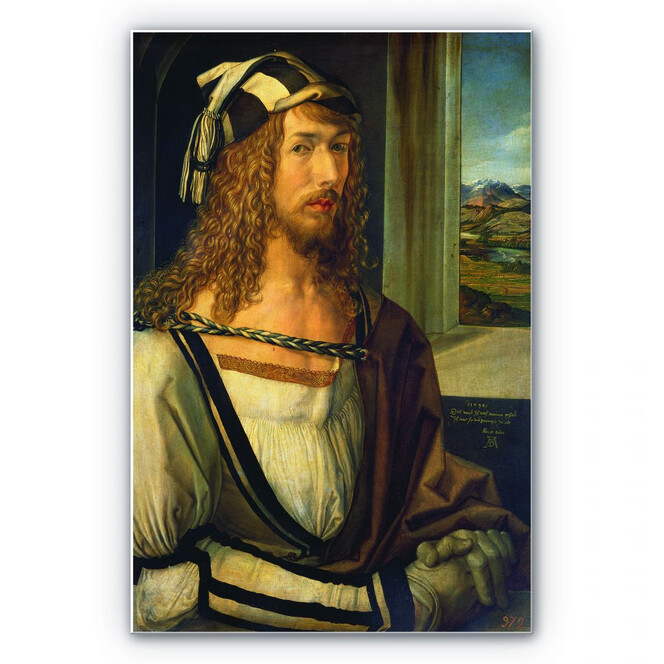 Wandbild Dürer - Selbstbildnis mit Landschaft