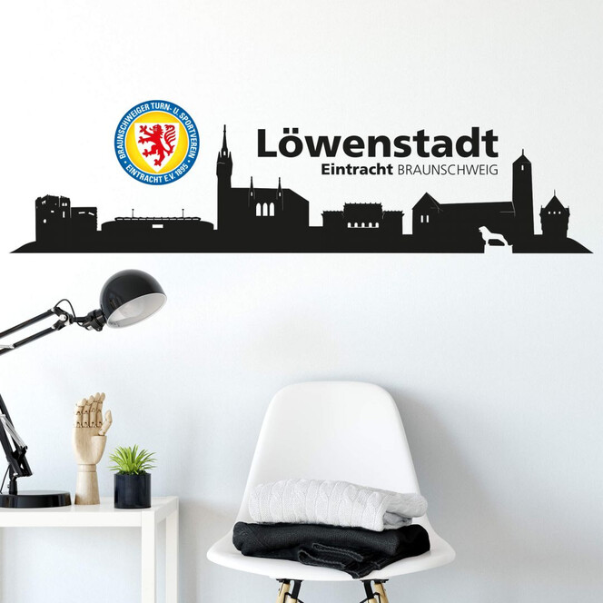 Wandtattoo Eintracht Braunschweig Skyline mit Logo farbig