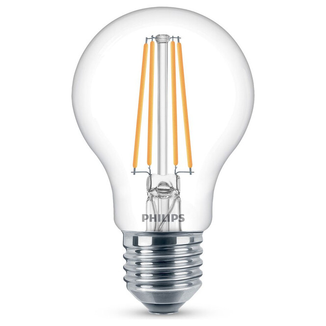 Philips LED Lampe ersetzt 60W, E27 Standardform A60. klar, warmweiss, 806 Lumen, nicht dimmbar, 1er Pack Energieklasse A&&