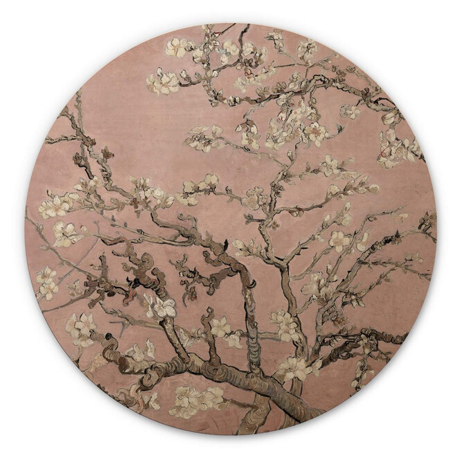 Holzbild van Gogh - Mandelblüte Rosé - Rund