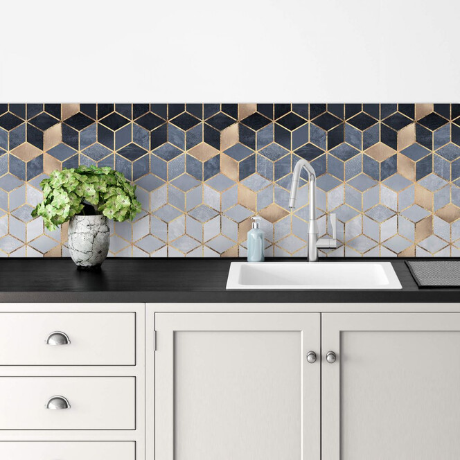 Küchenrückwand Fredriksson - Blaue Geometrie