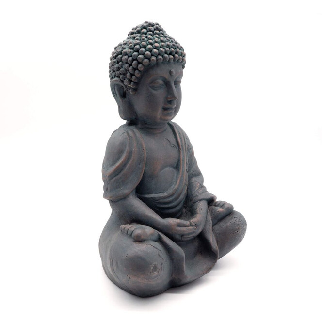 Meditative Deko Buddha Statue sitzend Bronze-Optik - 19x31cm - Bild 1
