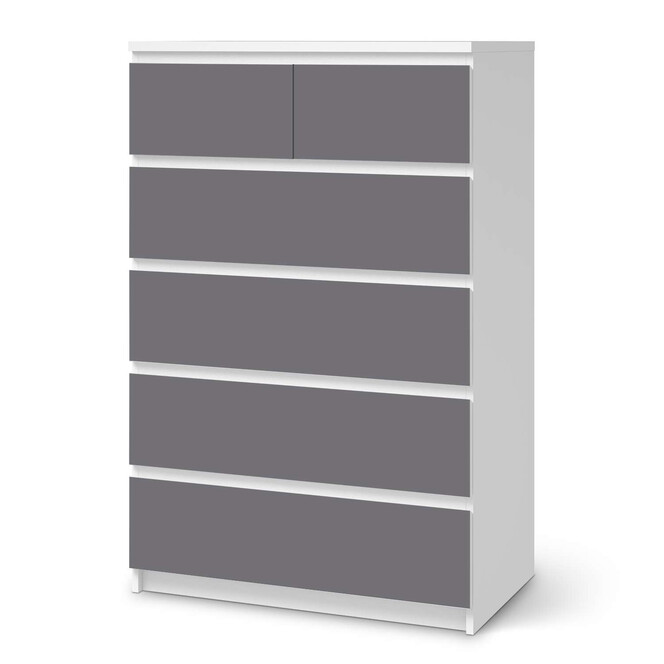 Möbel Klebefolie IKEA Malm Kommode 6 Schubladen (hoch) - Grau Light- Bild 1