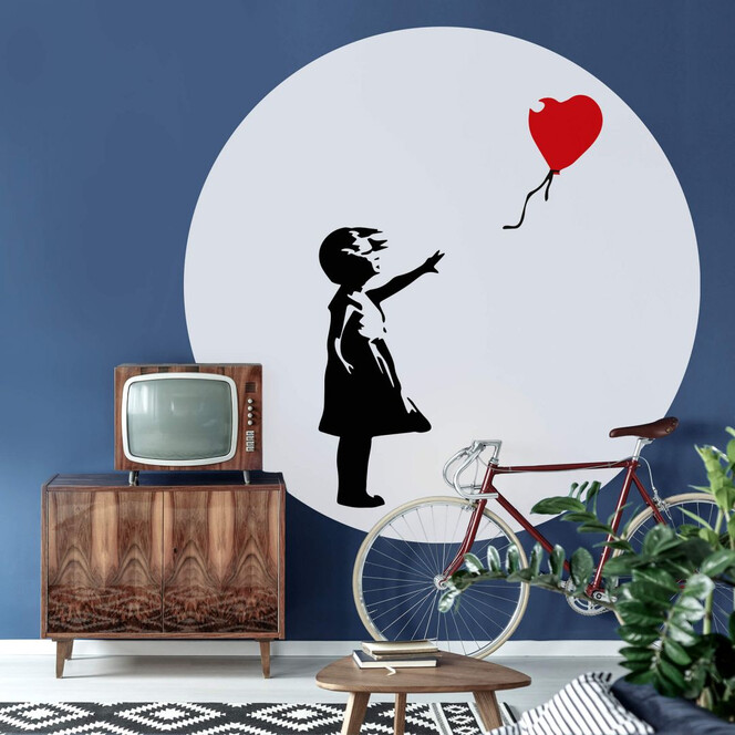 Fototapete Banksy - Girl with the red balloon - Rund