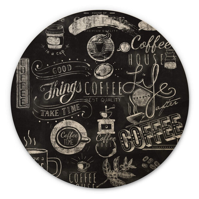 Holzbild World of Coffee - Rund