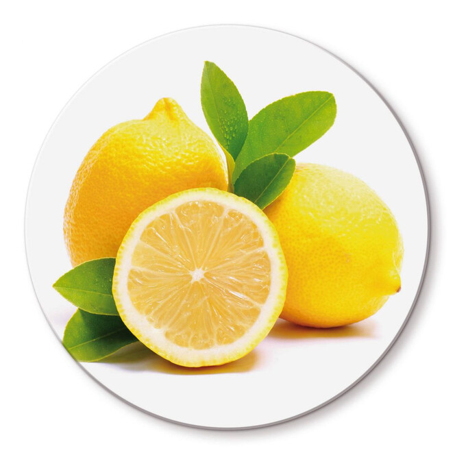 Glasbild Lemons rund