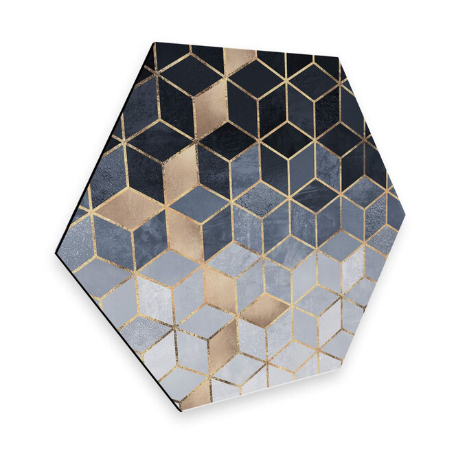 Hexagon - Alu-Dibond Fredriksson - Blaue Geometrie