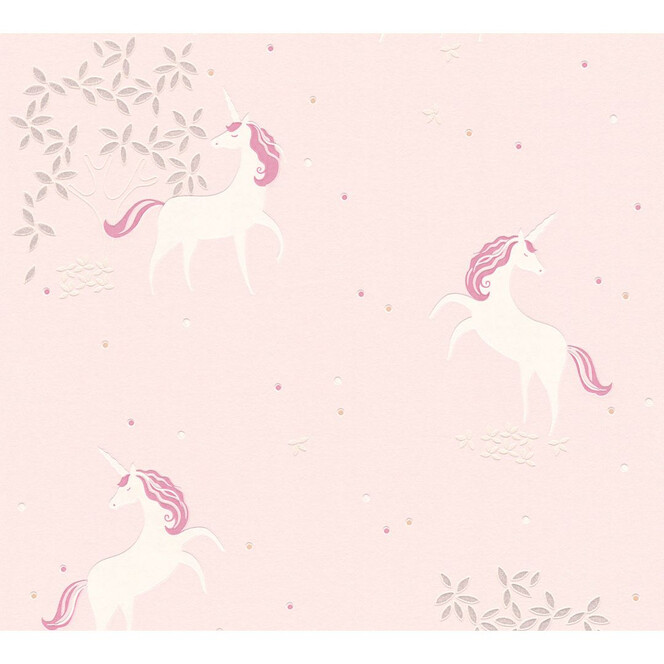A.S. Création Vliestapete mit Glitter Boys & Girls 6 Tapete mit Einhörnern Unicorn metallic, rosa, weiss