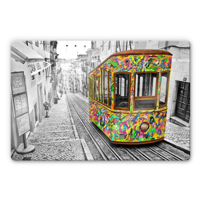 Glasbild Ben Heine - Tram in Lissabon