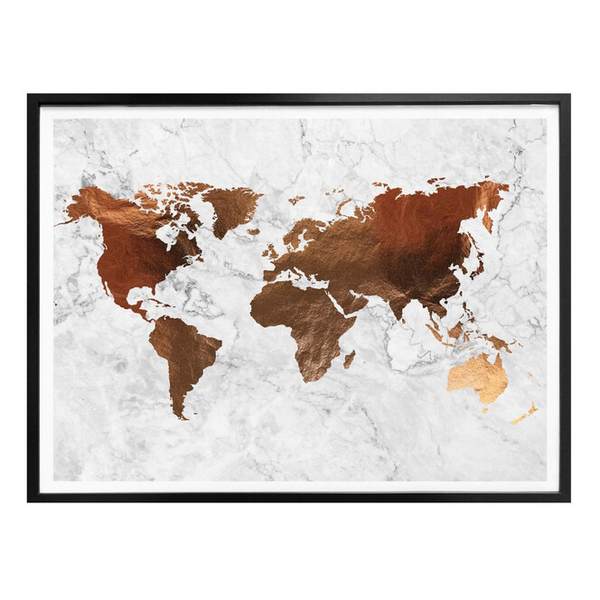 Poster Kupferoptik - Weltkarte