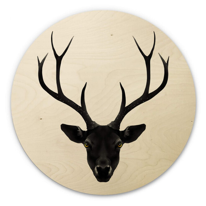 Holzbild Ireland - The Black Deer - Rund