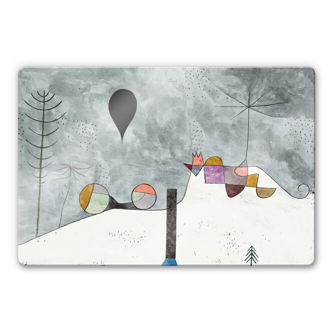 Glasbild Klee - Winterbild