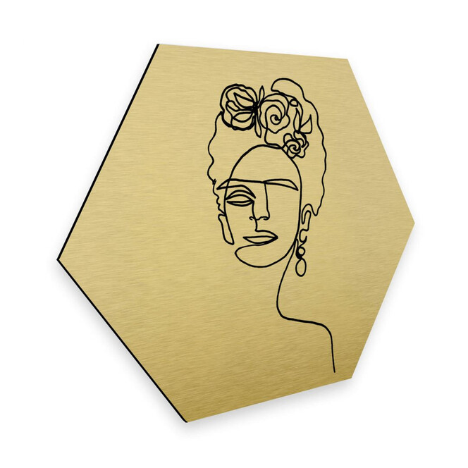 Hexagon - Alu-Dibond-Goldeffekt - Hariri - Frida Kahlo