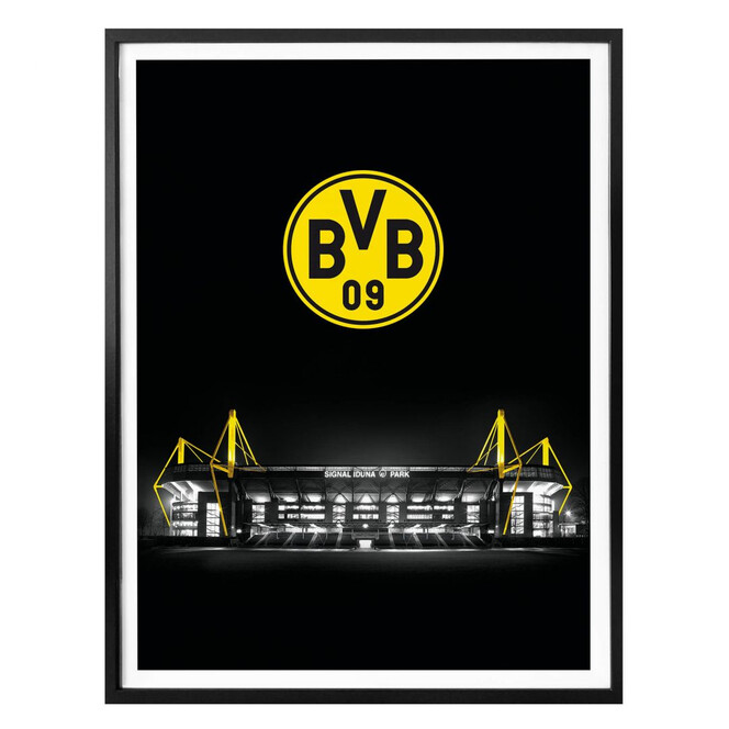 Poster - BVB Signal Iduna Park bei Nacht Emblem