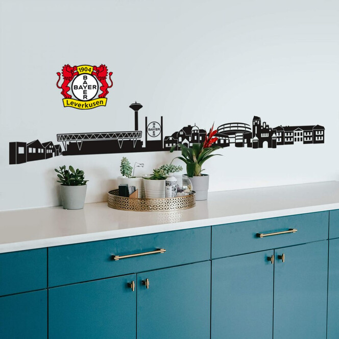 Wandtattoo Bayer 04 Leverkusen Skyline mit Logo farbig