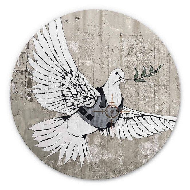 Alu-Dibond Banksy - Die Friedenstaube - Rund