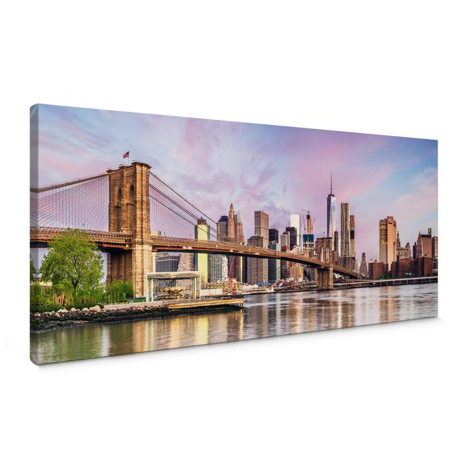 Leinwandbild Colombo - Manhattan Skyline und die Brooklyn Bridge - Panorama