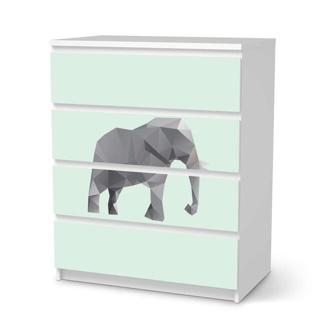 Folie IKEA Malm Kommode 4 Schubladen - Origami Elephant- Bild 1