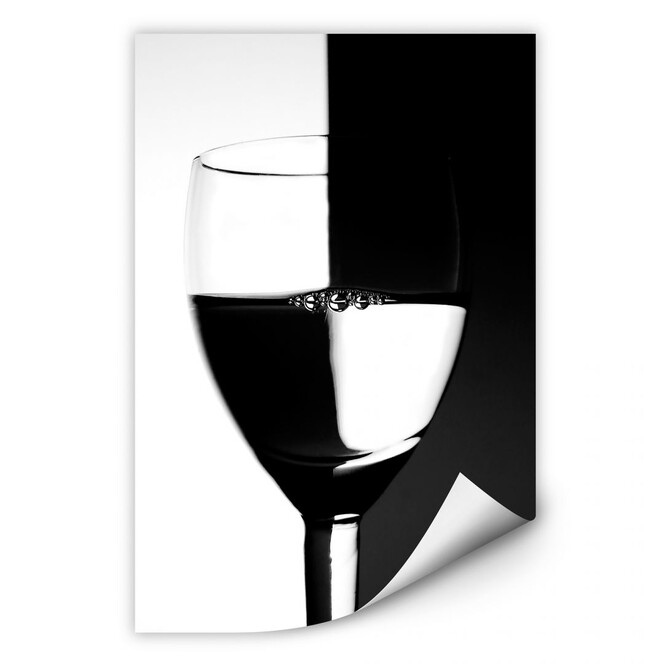 Wallprint Weinglas schwarz/weiss