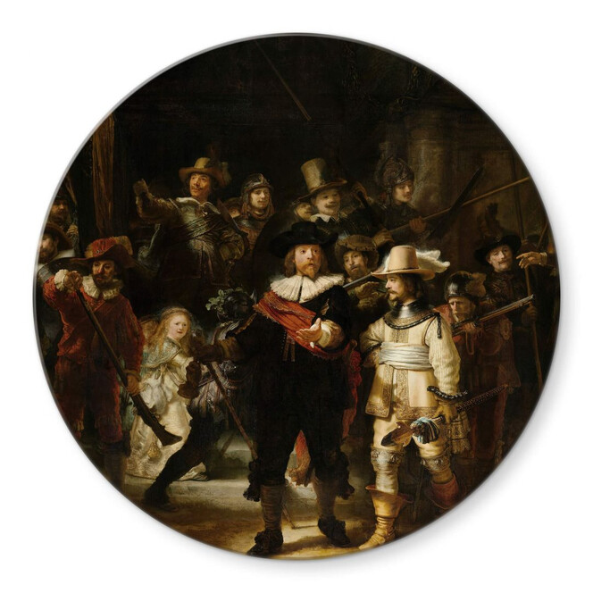 Glasbild Rembrandt - Die Nachtwache - Rund