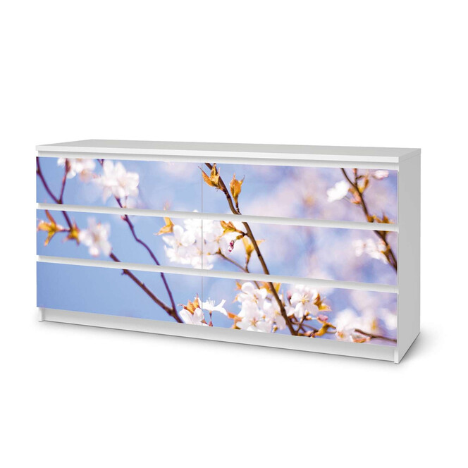 Möbelfolie IKEA Malm Kommode 6 Schubladen (breit) - Apple Blossoms- Bild 1