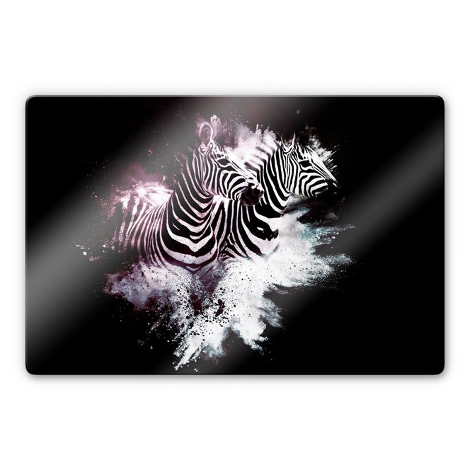 Glasbild Hugonnard - Wild Explosion: Zwei Zebras