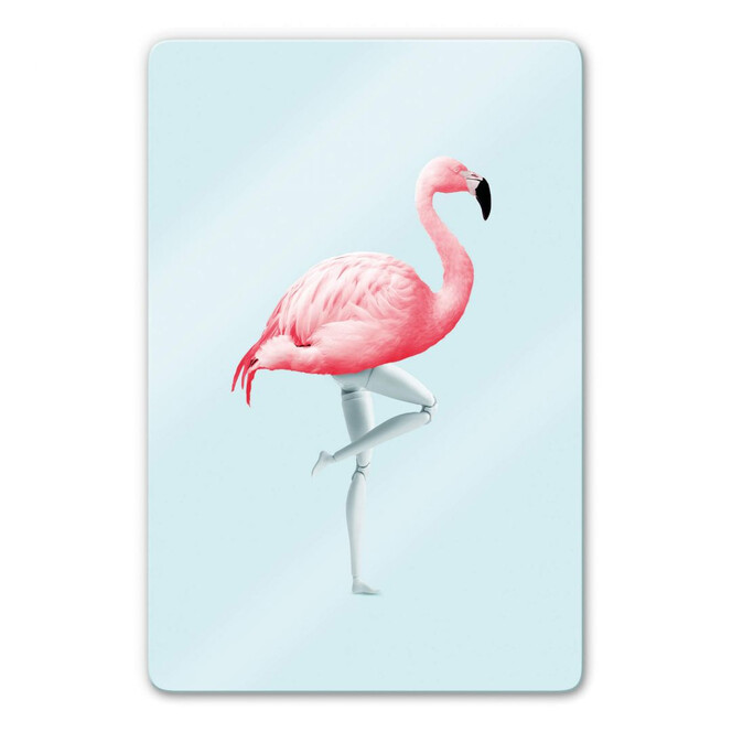 Glasbild Loose - Flamingo Mannequin