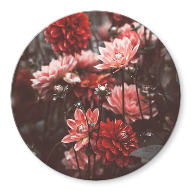 Glasbild Annie - Sommerblüten - Rund