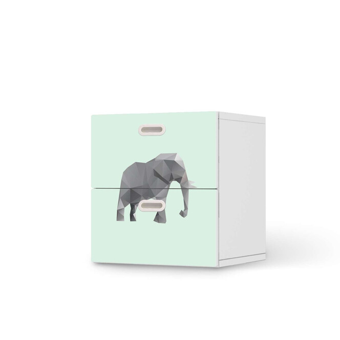 Klebefolie IKEA Stuva / Fritids Kommode - 2 Schubladen - Origami Elephant- Bild 1