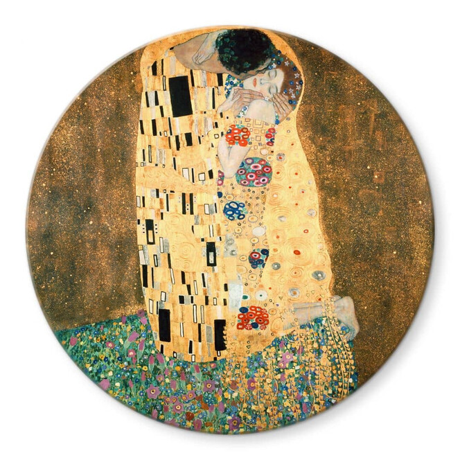Glasbild Klimt - Der Kuss - Rund