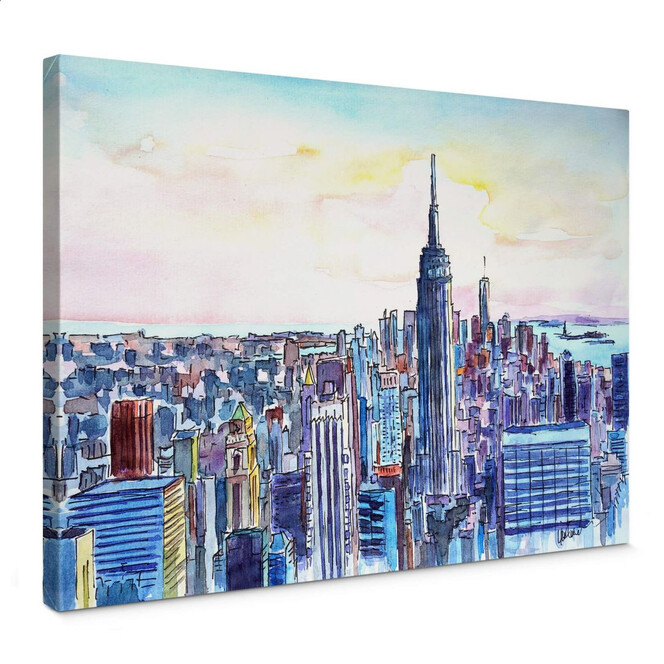 Leinwandbild Bleichner - Manhattan Skyline - Aquarell