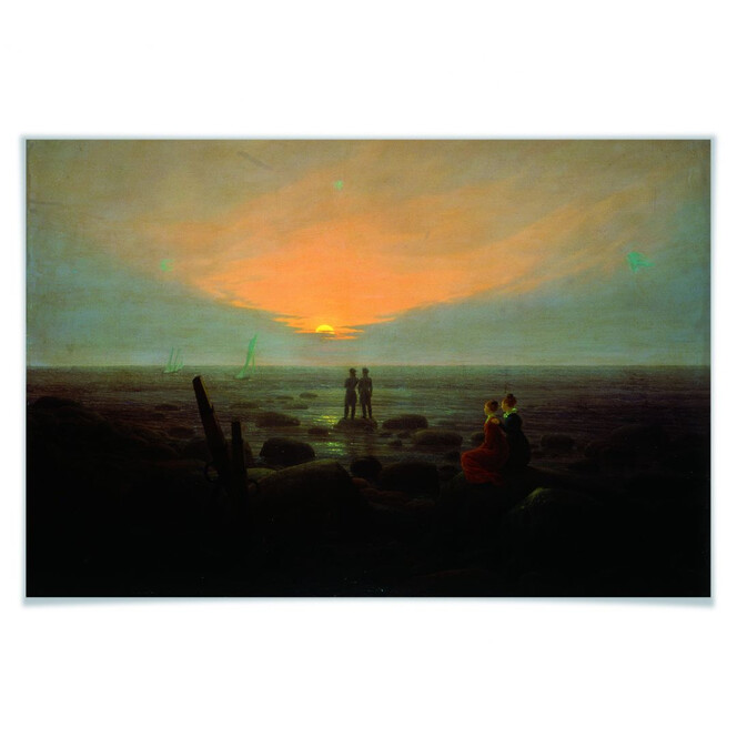 Poster Friedrich - Mondaufgang über dem Meer
