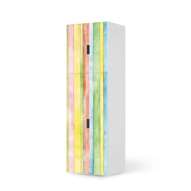 Möbelfolie IKEA Stuva / Malad - 2 grosse Türen und 2 kleine Türen - Watercolor Stripes- Bild 1