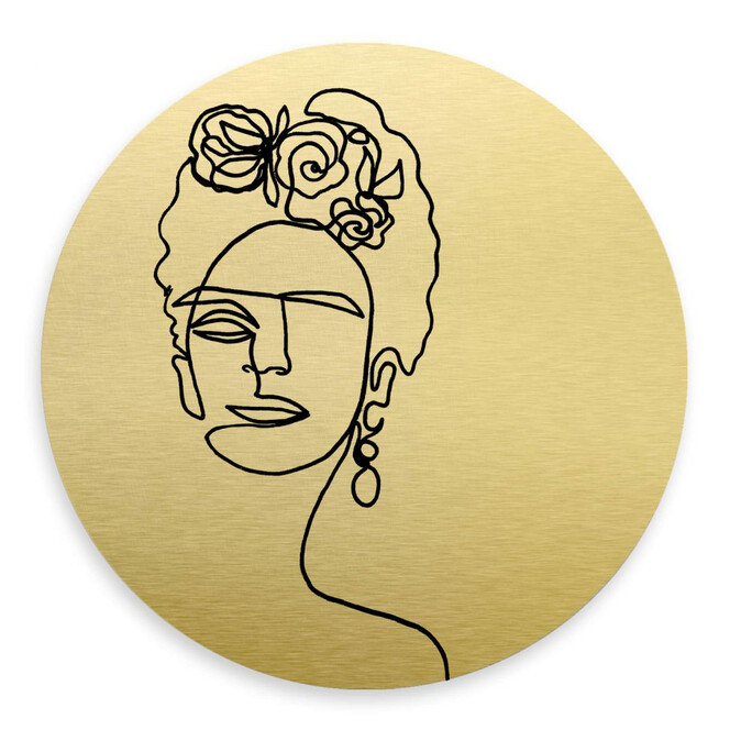 Alu-Dibond mit Goldeffekt Hariri - Frida- Kahlo - Rund