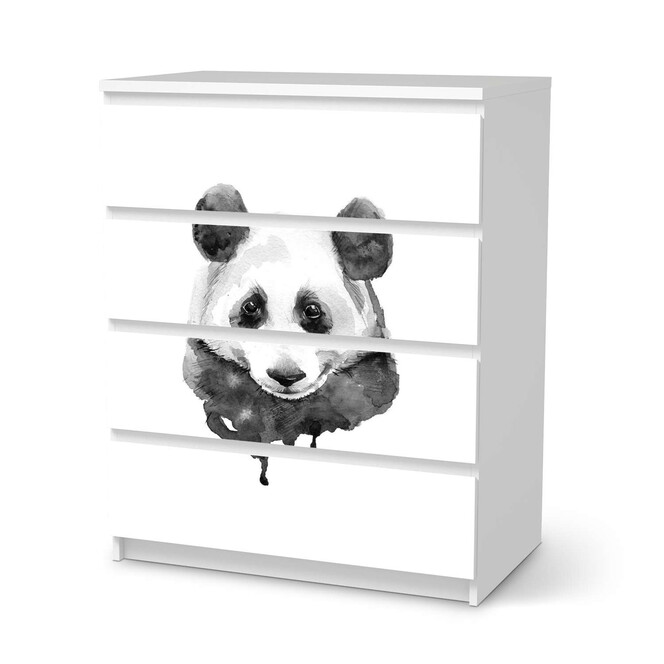Folie IKEA Malm Kommode 4 Schubladen - Watercolor Panda- Bild 1