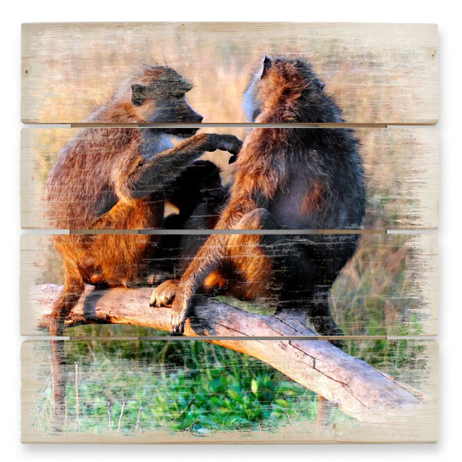 Holzbild Affenbande