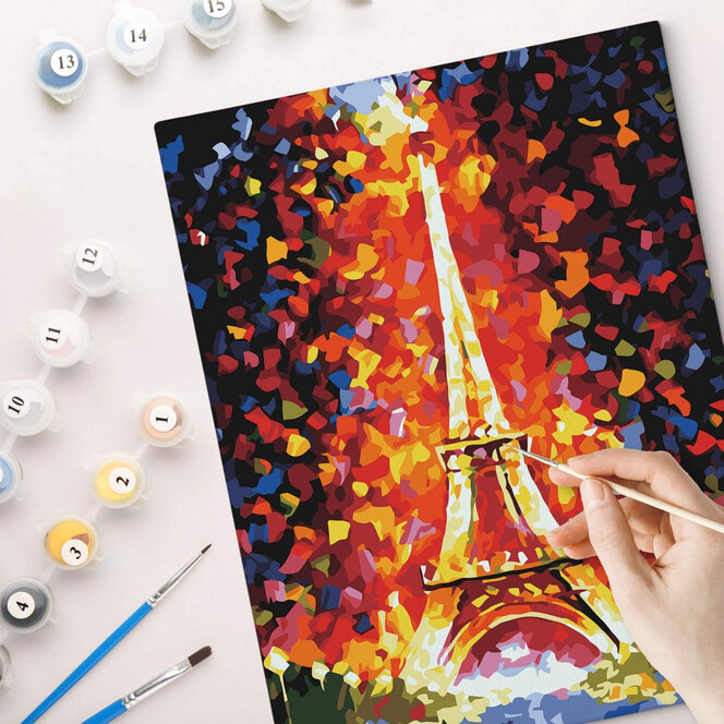 Malen nach Zahlen Leinwandbild - Eiffelturm - 40x50cm - mit Keilrahmen - bespannt - Bild 1