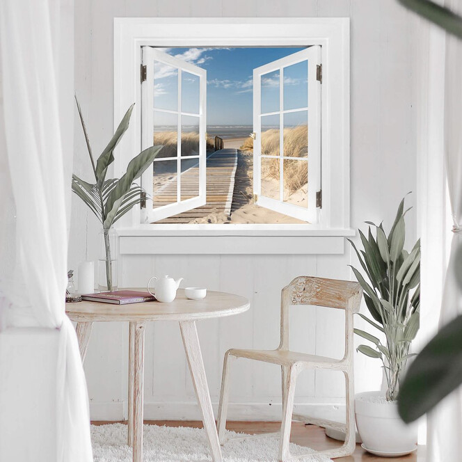 3D Wandtattoo Fenster quadratisch - An der Ostsee