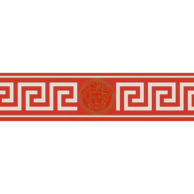 Bordüren Versace Wallpaper Bordüre Greek Metallic, Rot, Weiss