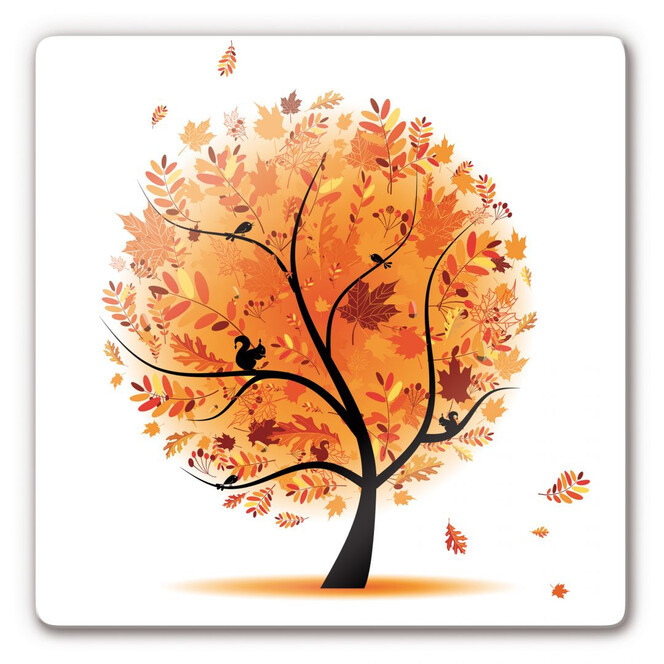 Glasbild Herbst Baum 1