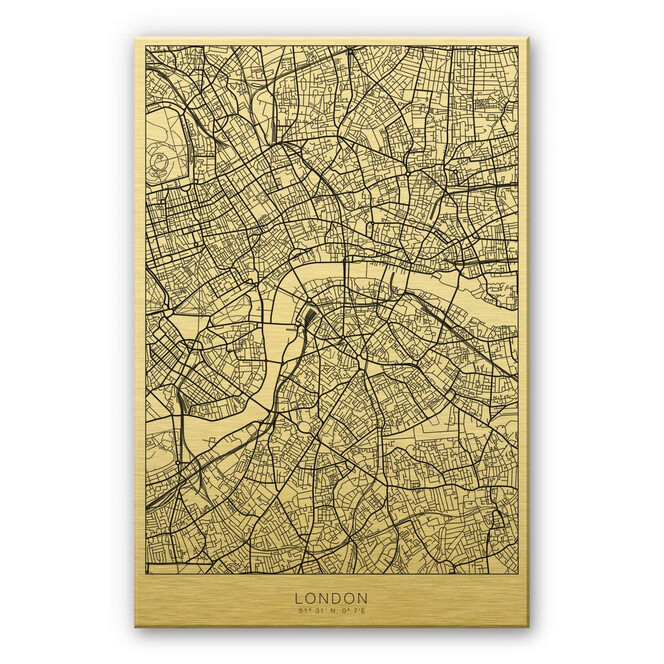 Alu-Dibond mit Goldeffekt Stadtplan London