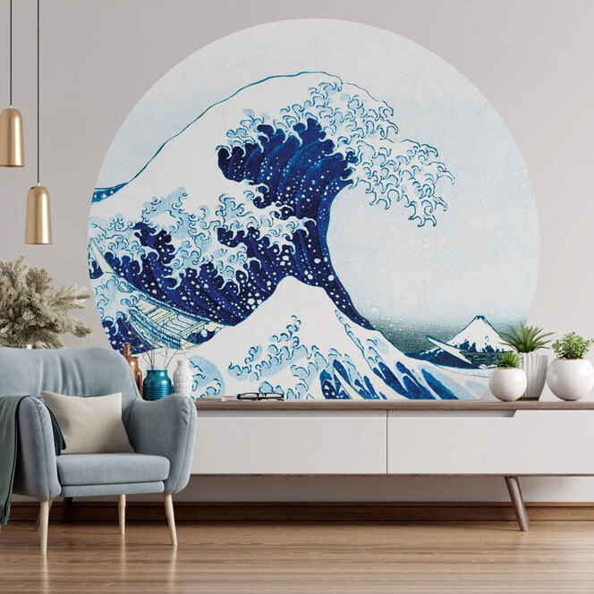 Fototapete Hokusai - Die grosse Welle - Rund