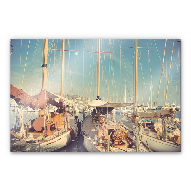 Acrylglasbild Segelschiffe im Hafen