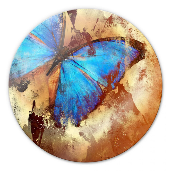 Glasbild Butterfly Ice - rund