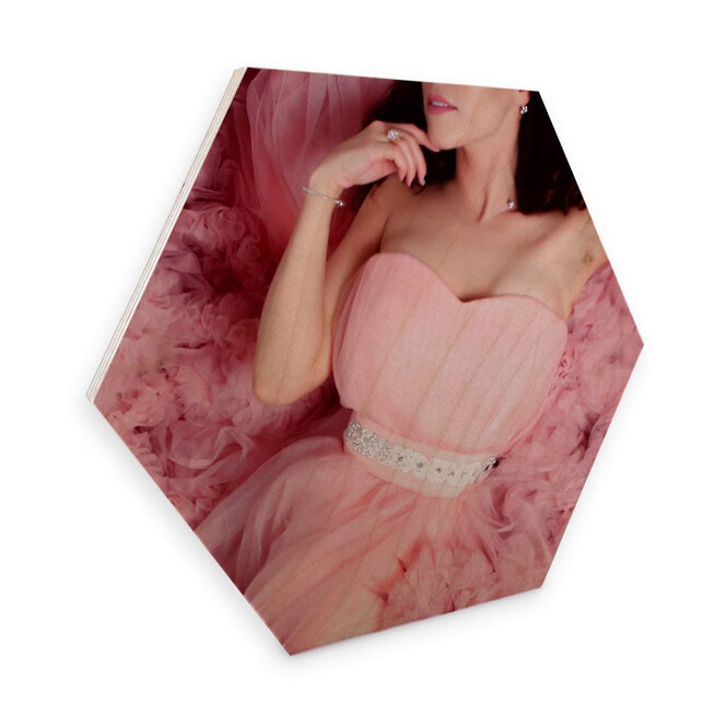 Hexagon - Holz Birke-Furnier - Das rosa Kleid