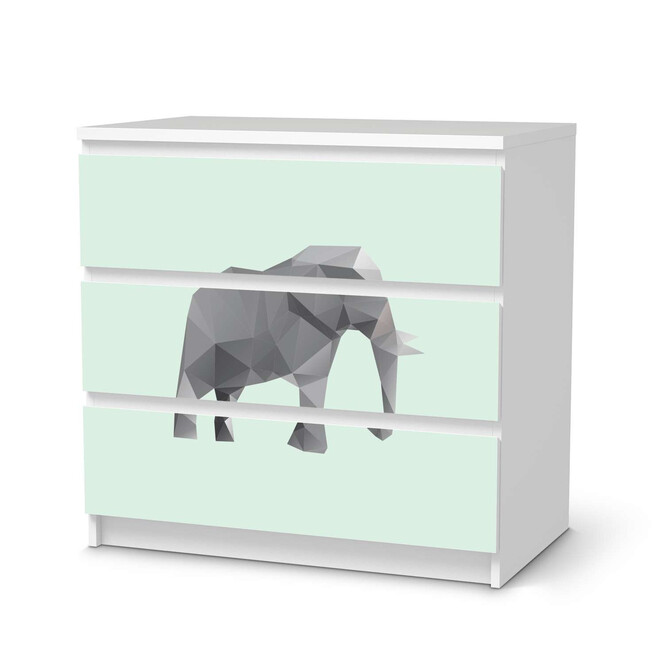 Klebefolie IKEA Malm Kommode 3 Schubladen - Origami Elephant- Bild 1