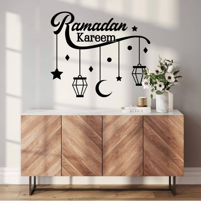 Wandtattoo Ramadan Kareem Mond Sterne Laternen