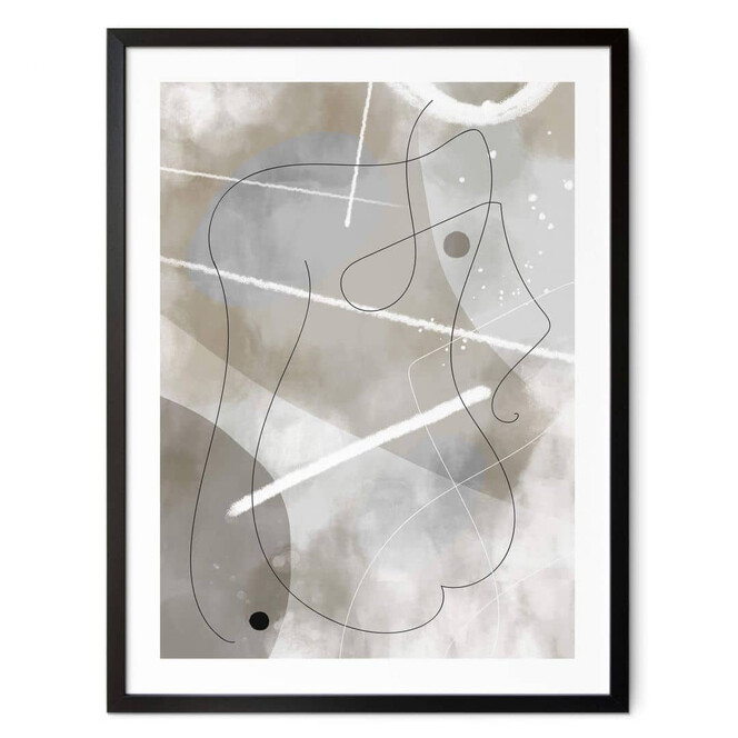 Poster 1X Studio - Line Art Silhouette einer Frau - Abstrakt und grafisch
