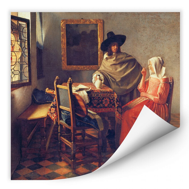 Wallprint Vermeer - Das Glas Wein